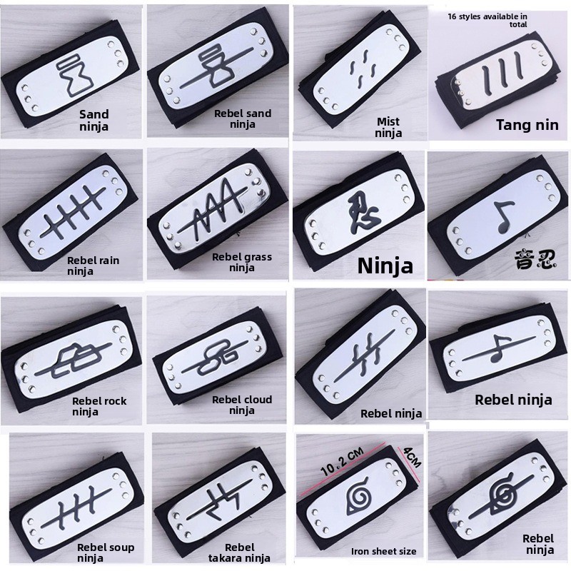 Naruto Headband Metal - Ninja anime cosplay kafa bandı, alın