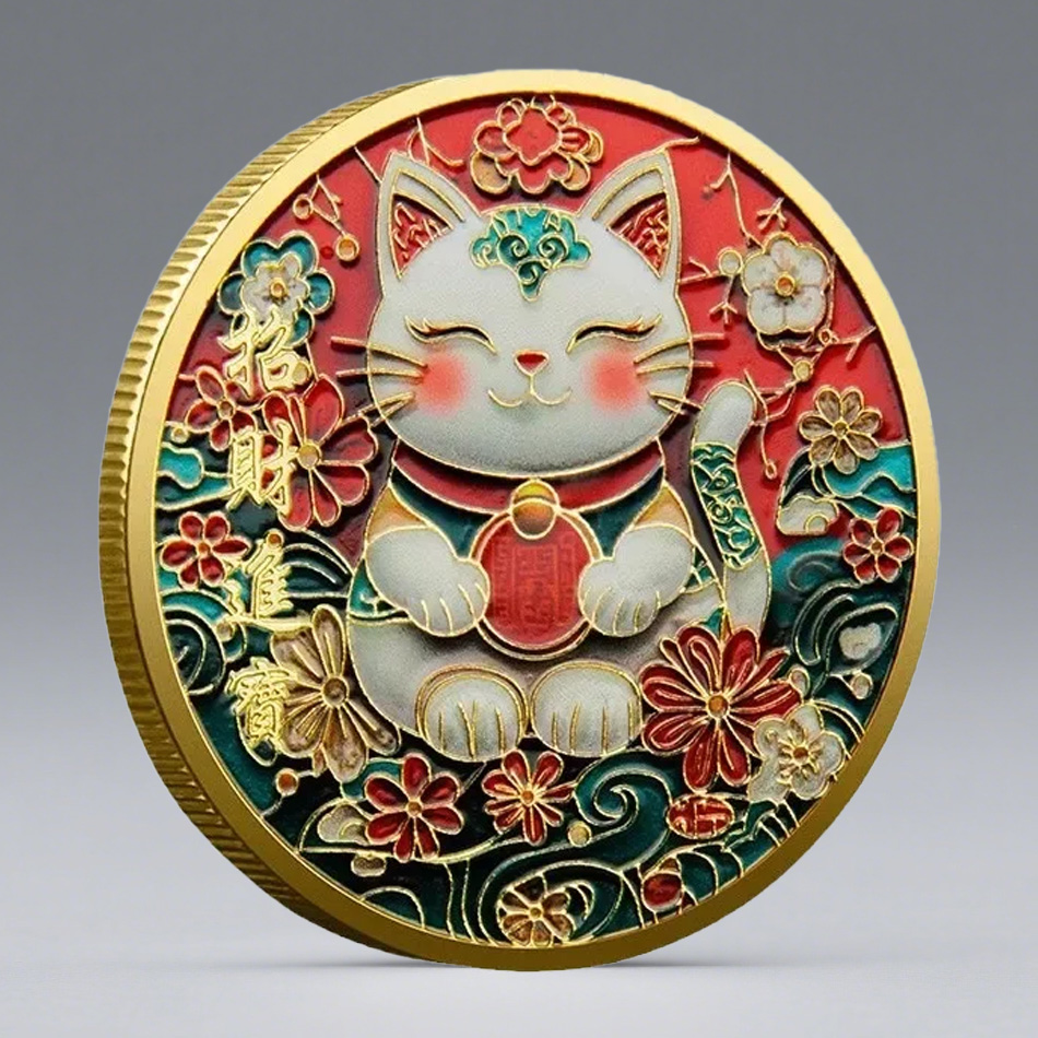 Naruto Headband Metal - Altın Kaplama Maneki Neko Hatıra Parası