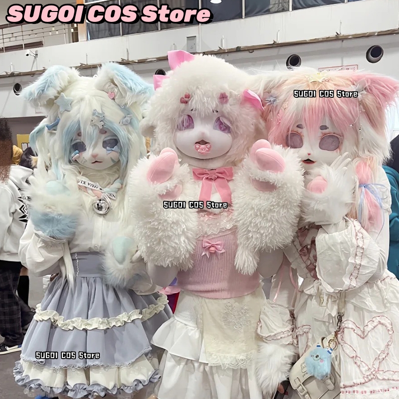 Anime Cosplay Cat - aBcSCS*Fursuit Kafa Kigurumi Sevimli Kürklü Maske