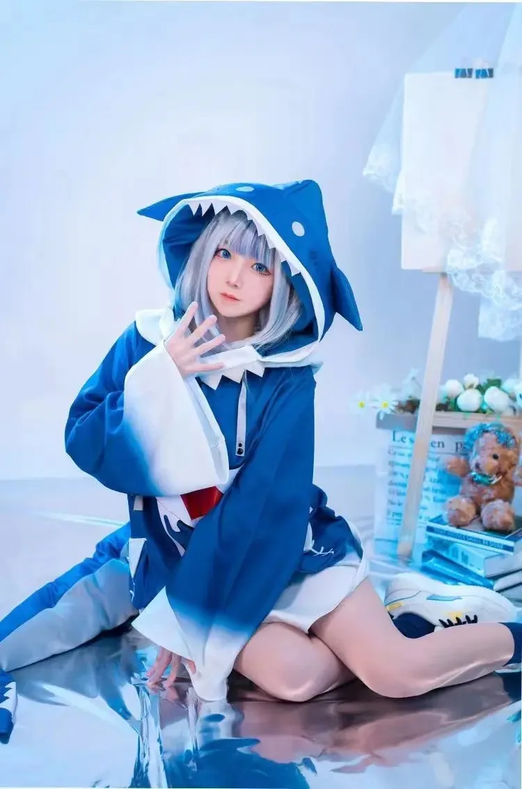 Hololive ENG Gawr Gura Cosplay - Anime Cosplay Youtube incelemesi ve fiyatı