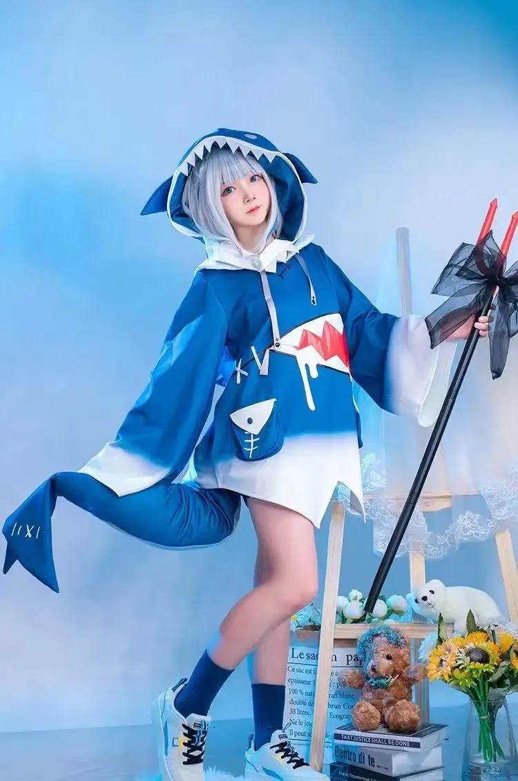 Hololive ENG Gawr Gura Cosplay - Anime Cosplay Youtube incelemesi ve fiyatı